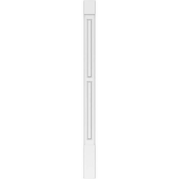 Ekena Millwork Two Equal Raised Panel PVC Pilaster w/Standard Capital & Base, 5"W x 72"H x 2"P - PILP05X072DRP01-2