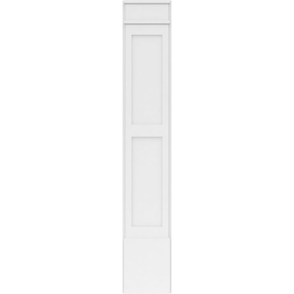 Ekena Millwork Two Equal Flat Panel PVC Pilaster w/Decorative Capital & Base, 12"W x 72"H x 2"P - PILP12X072DFP02-2