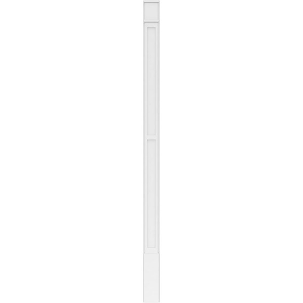 Ekena Millwork Two Equal Flat Panel PVC Pilaster w/Decorative Capital & Base, 6"W x 108"H x 2"P - PILP06X108DFP02-2