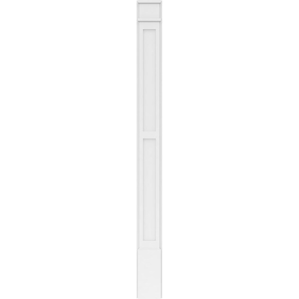 Ekena Millwork Two Equal Flat Panel PVC Pilaster w/Decorative Capital & Base, 7W x 82H x 2P, PR - PILP07X082DFP02-2