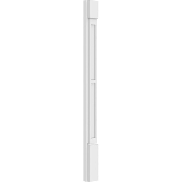Ekena Millwork Two Equal Flat Panel PVC Pilaster w/Standard Capital & Base, 4"W x 48"H x 2"P - PILP04X048DFP01-2