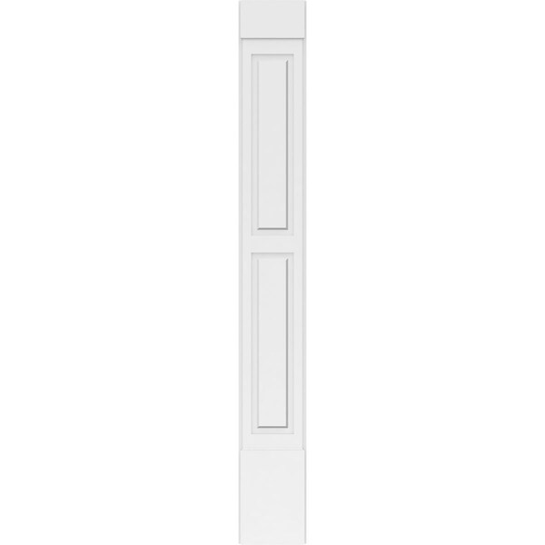 Ekena Millwork Two Equal Raised Panel PVC Pilaster w/Standard Capital & Base, 12"W x 96"H x 2"P - PILP12X096DRP01-2