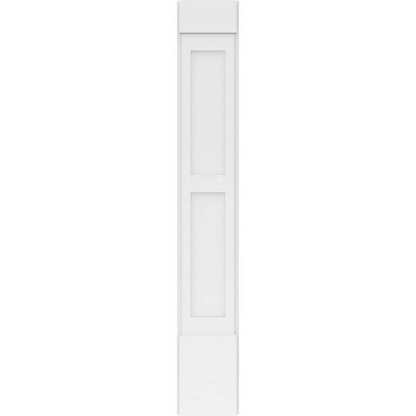 Ekena Millwork Two Equal Flat Panel PVC Pilaster w/Standard Capital & Base, 9"W x 60"H x 2"P - PILP09X060DFP01-2