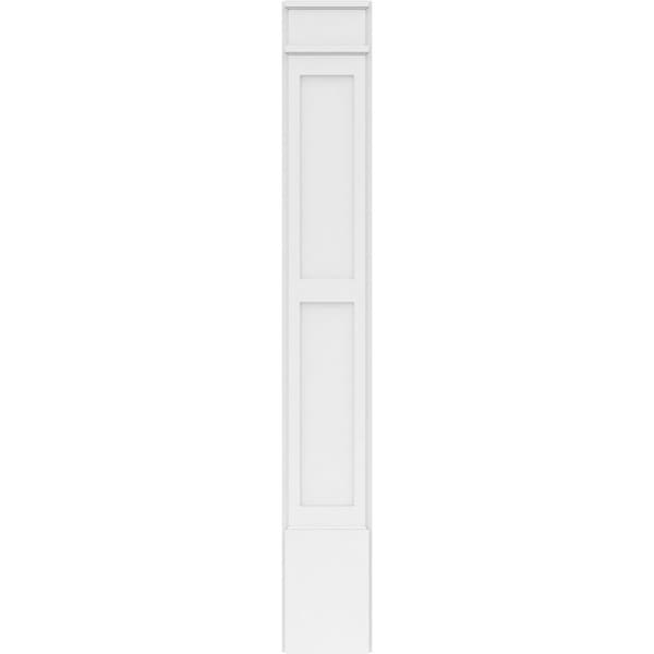 Ekena Millwork Two Equal Flat Panel PVC Pilaster w/Decorative Capital & Base, 10W x 72H x 2P, PR - PILP10X072DFP02-2