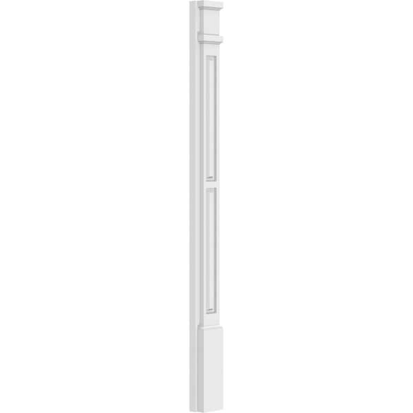 Ekena Millwork Two Equal Raised Panel PVC Pilaster w/Decorative Capital & Base, 4"W x 48"H x 2"P - PILP04X048DRP02-2