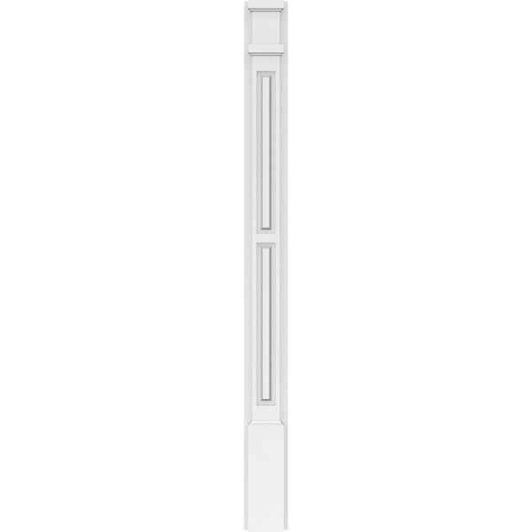 Ekena Millwork Two Equal Raised Panel PVC Pilaster w/Decorative Capital & Base, 4"W x 48"H x 2"P - PILP04X048DRP02-2