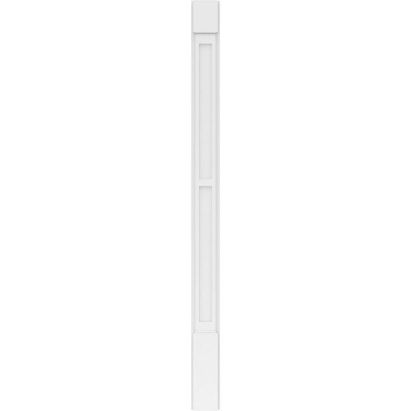 Ekena Millwork Two Equal Flat Panel PVC Pilaster w/Standard Capital & Base, 5"W x 72"H x 2"P - PILP05X072DFP01-2