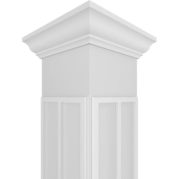 Ekena Millwork Craftsman Classic Square Non-Tapered Cedar Park Fretwork Column w/ Crown Capital & Crown Base - CC1209ENCRPCRCR