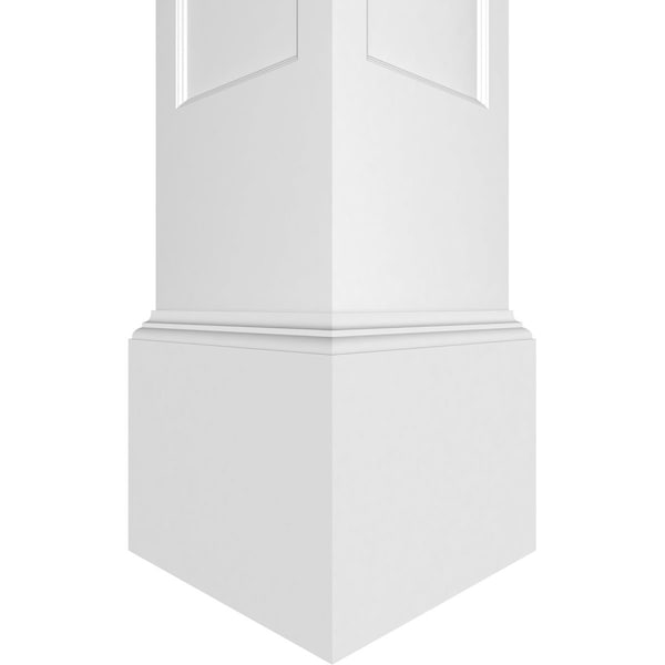 Ekena Millwork Craftsman Classic Square Non-Tapered Recessed Panel PVC Column, Mission Capital & Mission Base - CC1210ENMMIMI
