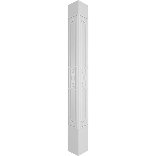 Ekena Millwork Craftsman Classic Square Non-Tapered Calico Fretwork Column w/ Prairie Capital & Prairie Base - CC0809ENCLOPRPR