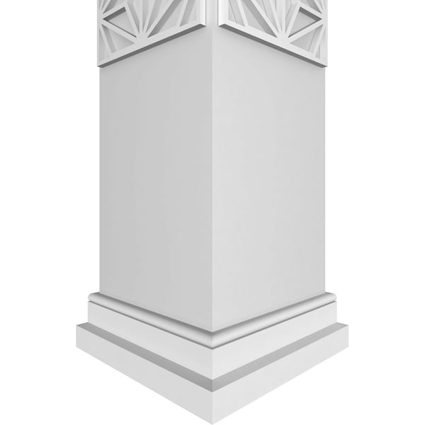 Ekena Millwork Craftsman Classic Square Non-Tapered Hampton Fretwork Column w/ Prairie Capital & Prairie Base - CC1209ENHMPPRPR