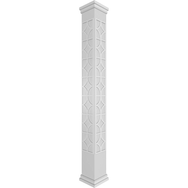 Ekena Millwork Craftsman Classic Square Non-Tapered Magnolia Fretwork Column w/ Prairie Capital & Prairie Base - CC1010ENMGLPRPR