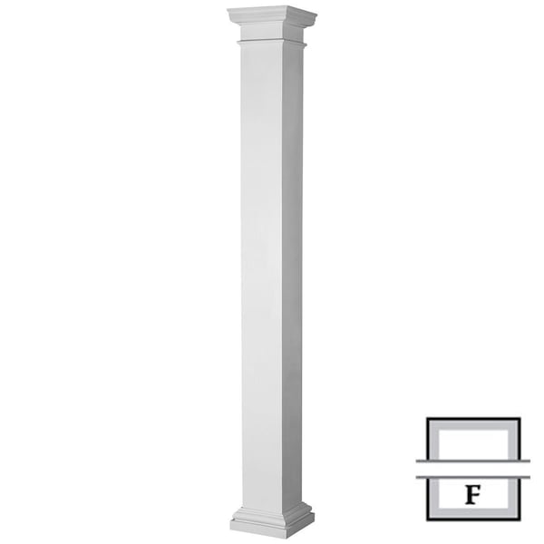 Ekena Millwork Endura-Stone Pro Series Column, Square Non-Tapered Shaft (FRP), Smooth Finish - Ready to be Painted - ESPK0810FNPTUTU