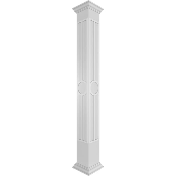 Ekena Millwork Craftsman Classic Square Non-Tapered Artisan Fretwork Column w/ Crown Capital & Crown Base - CC1009ENARTCRCR
