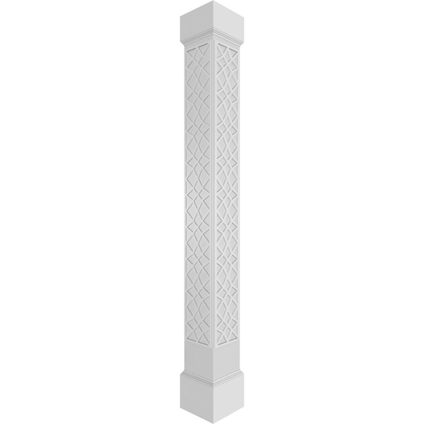 Ekena Millwork Craftsman Classic Square Non-Tapered Mosaic Fretwork Column w/ Mission Capital & Mission Base - CC1008ENMSCMIMI