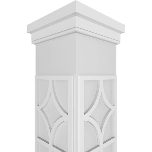 Ekena Millwork Craftsman Classic Square Non-Tapered Magnolia Fretwork Column w/ Prairie Capital & Prairie Base - CC1009ENMGLPRPR