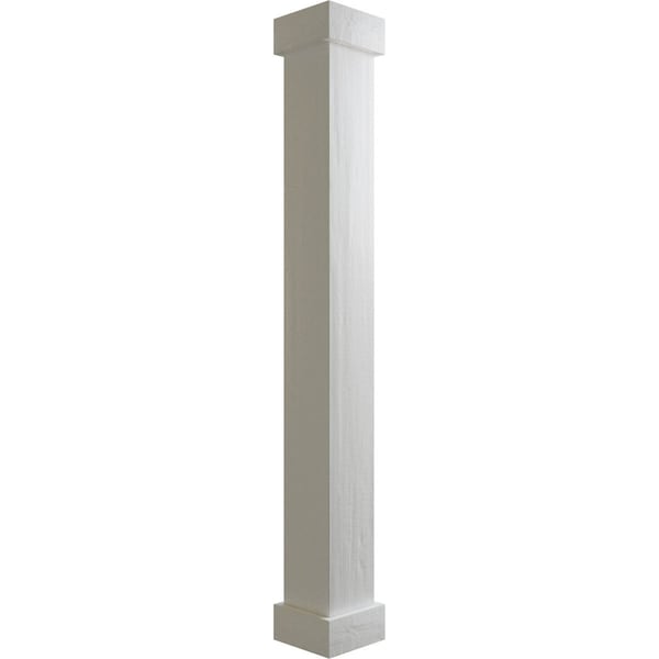 Ekena Millwork Rough Cedar Faux Wood Non-Tapered Square Column Wrap w/ Standard Capital & Base, 16"W x 20'H - COLURC16X240STUF