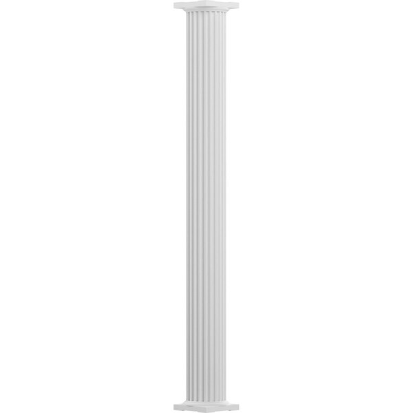 Ekena Millwork 8" x 12' Endura-Aluminum Column, Round Shaft (For Post Wrap Installation), Non-Tapered, FLuted - EA0812RNFSBTUTU