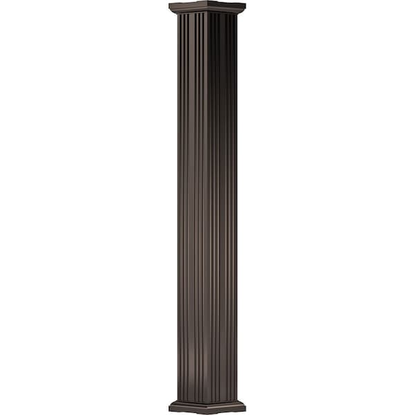 Ekena Millwork 8" x 12' Endura-Aluminum Column, Square Shaft (For Post Wrap Installation), Non-Tapered, FLuted - EA0812INFSFTUTU