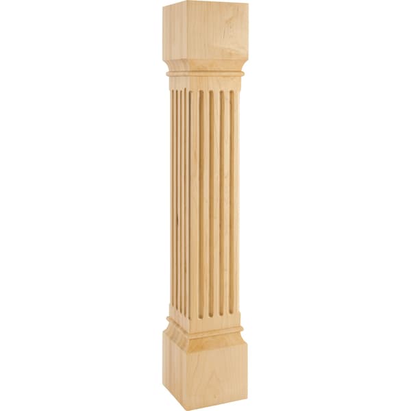 Hardware Resources 6" Wx6"Dx35-1/2"H Rubberwood Fluted Post - P27-6-RW