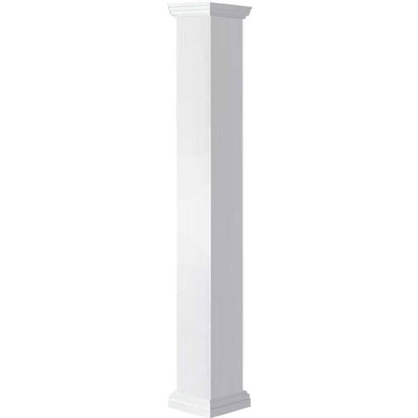 Ekena Millwork 6"W x 6'H Craftsman Classic Square Non-Tapered Smooth Column w/ Tuscan Capital & Base - EC0606ENPTUTU