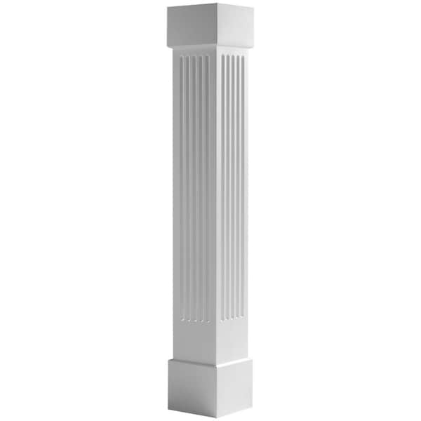 Ekena Millwork 10"W x 8'H Craftsman Classic Square Non-Tapered Fluted Column w/ Standard Capital & Standard Base - EC1008ENFSTST