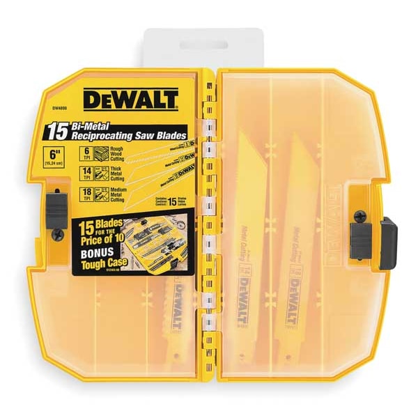 Dewalt 15 Piece Bi-Metal Reciprocating Saw Blade Set with tough case - DW4890