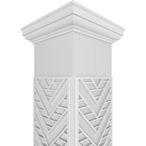 Ekena Millwork Craftsman Classic Square Non-Tapered Gilcrest Fretwork Column w/ Tuscan Capital & Tuscan Base - CC0810ENGCTTUTU