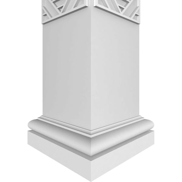Ekena Millwork Craftsman Classic Square Non-Tapered Gilcrest Fretwork Column w/ Tuscan Capital & Tuscan Base - CC0810ENGCTTUTU