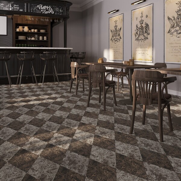 Lucida Surfaces LUCIDA SURFACES, MosaiCore Smoke Stone  Rhombus 9.75 in. x17 in. 3mm 28MIL Glue Down Luxury Vinyl Tiles , 26PK - SC-4252