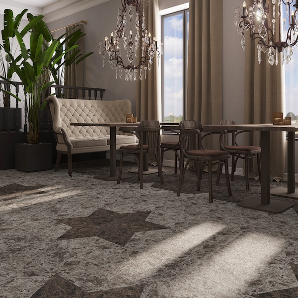 Lucida Surfaces LUCIDA SURFACES, MosaiCore Smoke Stone  Rhombus 9.75 in. x17 in. 3mm 28MIL Glue Down Luxury Vinyl Tiles , 26PK - SC-4252