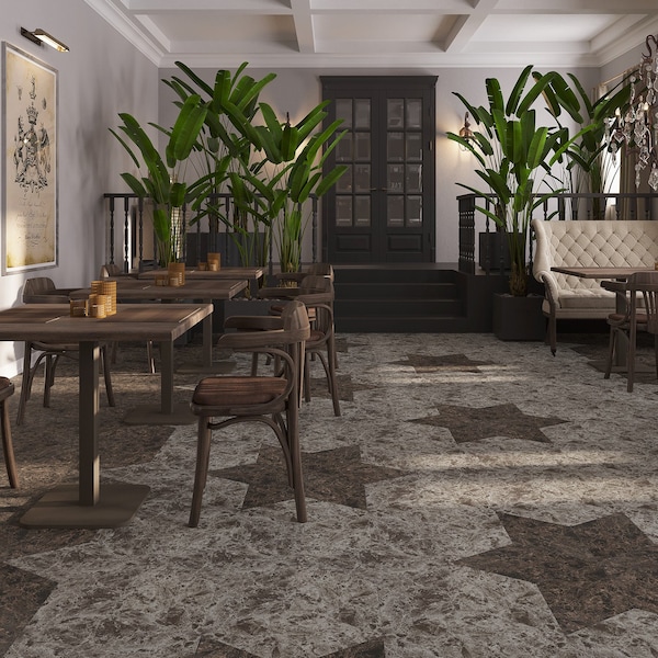 Lucida Surfaces LUCIDA SURFACES, MosaiCore Smoke Stone  Rhombus 9.75 in. x17 in. 3mm 28MIL Glue Down Luxury Vinyl Tiles , 26PK - SC-4252
