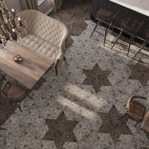 Lucida Surfaces LUCIDA SURFACES, MosaiCore Smoke Stone  Rhombus 9.75 in. x17 in. 3mm 28MIL Glue Down Luxury Vinyl Tiles , 26PK - SC-4252