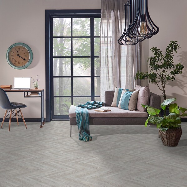 Lucida Surfaces LUCIDA SURFACES, DecoCore Peak Shine Herringbone 5.1 in. x25.4 in. 7mm 22MIL Interlocking Luxury Vinyl Planks , 16PK - DC-702CPLT
