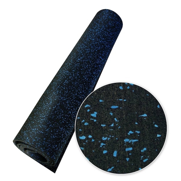 Rubber-Cal "Elephant Bark" Rubber Flooring - 3/8 in. x 4 ft. x 8 ft. - Blue Dot - 03_102