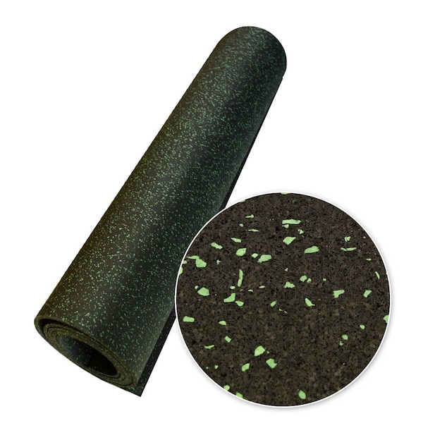 Rubber-Cal "Elephant Bark" Rubber Flooring - 3/8 in. x 4 ft. x 6ft. - Green Dot - 03_102