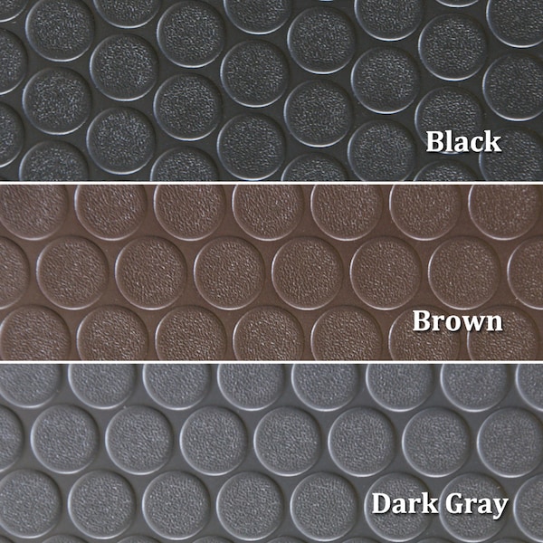 Rubber-Cal "Coin-Grip" Vinyl Flooring Roll - 2mm x 4ft x 15ft Roll - Brown - 03-165