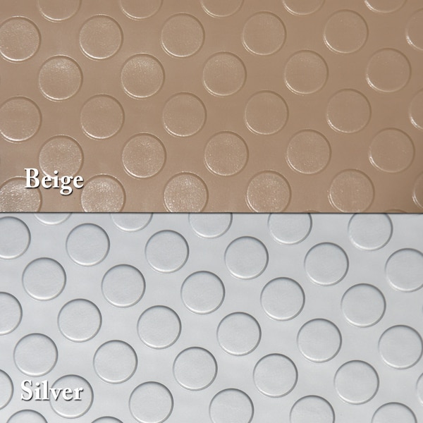 Rubber-Cal "Coin-Grip Metallic" PVC Flooring - 2.5 mm x 4 ft x 15 ft - Beige - 03-W265