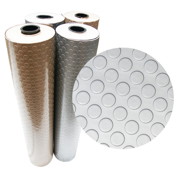 Rubber-Cal "Coin-Grip Metallic" PVC Flooring - 2.5 mm x 4 ft x 15 ft - Beige - 03-W265