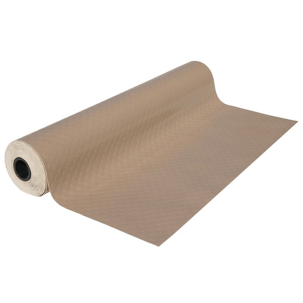 Rubber-Cal "Coin-Grip Metallic" PVC Flooring - 2.5 mm x 4 ft x 15 ft - Beige - 03-W265