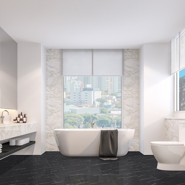 Lucida Surfaces LUCIDA SURFACES, TerraCore Nero Marquina 12 in. x24 in. 7mm 22MIL Interlocking Luxury Vinyl Tiles, 54PK - TC-606PLT