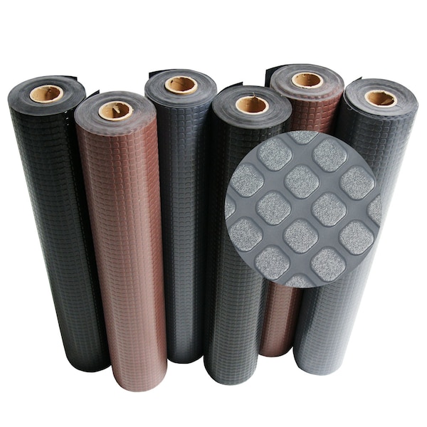 Rubber-Cal "Block-Grip" Vinyl Flooring Rolls - 2 mm x 4 ft x 2 ft Roll - Dark Gray - 03-211