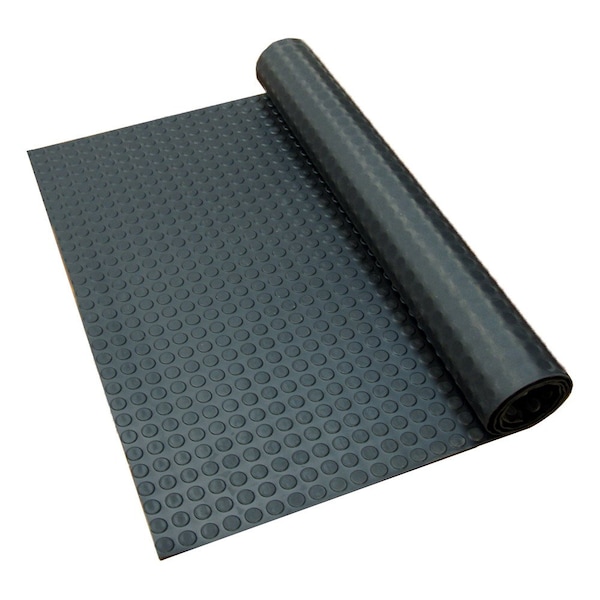 Rubber-Cal Coin-Pattern Thermoplastic Flooring - 3.5mm x 36 in x 25ft - Black - 03-R273-36-BK-25