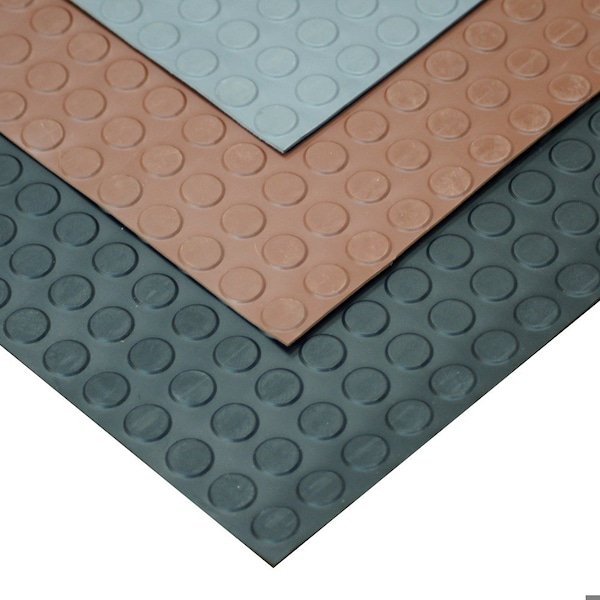 Rubber-Cal Coin-Pattern Thermoplastic Flooring - 3.5mm x 36 in x 25ft - Black - 03-R273-36-BK-25