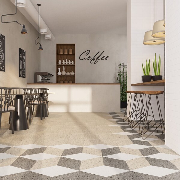 Lucida Surfaces LUCIDA SURFACES, MosaiCore Desert Rock  Rhombus 9.75 in. x17 in. 3mm 28MIL Glue Down Luxury Vinyl Tiles , 99PK - SC-4255PLT