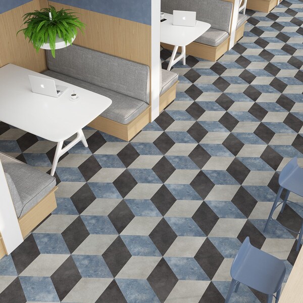 Lucida Surfaces LUCIDA SURFACES, MosaiCore Moody Sky  Rhombus 9.75 in. x17 in. 3mm 28MIL Glue Down Luxury Vinyl Tiles , 99PK - SC-4258PLT