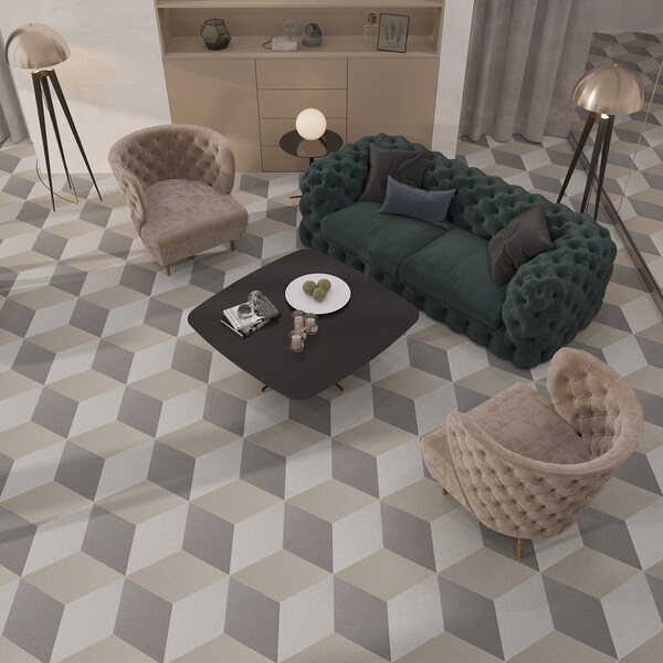 Lucida Surfaces LUCIDA SURFACES, MosaiCore Seashell Braid  Rhombus 9.75 in. x17 in. 3mm 28MIL Glue Down Luxury Vinyl Tiles , 99PK - SC-4201PLT