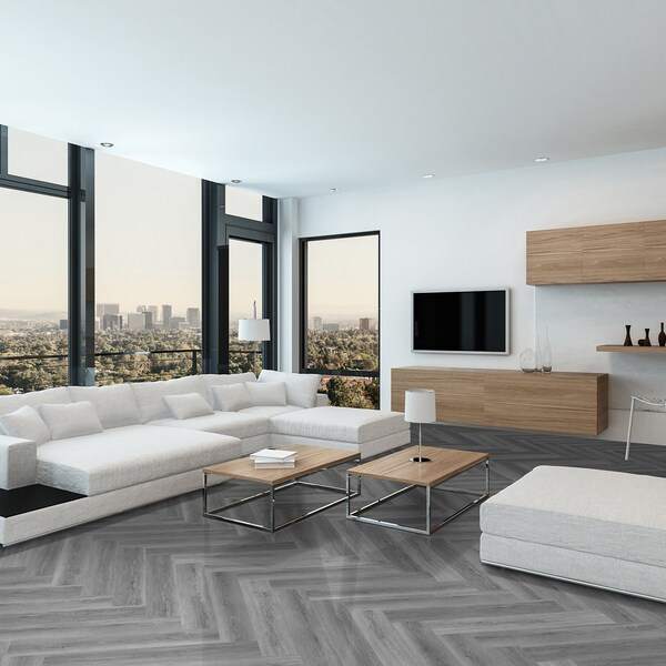 Lucida Surfaces LUCIDA SURFACES, DecoCore Soft Gray 5.1 in. x25.4 in. 7mm 22MIL Interlocking Luxury Vinyl Planks , 16PK - DC-703PLT