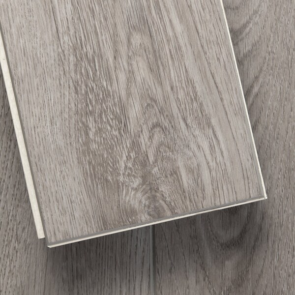 Lucida Surfaces LUCIDA SURFACES, DecoCore Soft Gray 5.1 in. x25.4 in. 7mm 22MIL Interlocking Luxury Vinyl Planks , 16PK - DC-703PLT