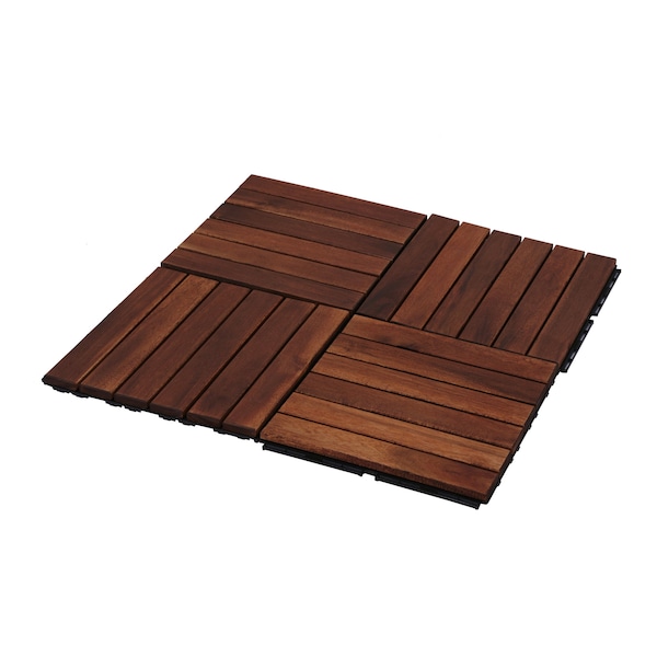 Edendirect 1 ft. x 1 ft. Acacia Wood Interlocking Deck Tile in Mocha Straight Grain, 10 sq. ft. per Box - ED-W2391P160129
